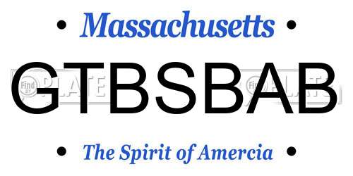 GTBSBAB Massachusetts License Plate