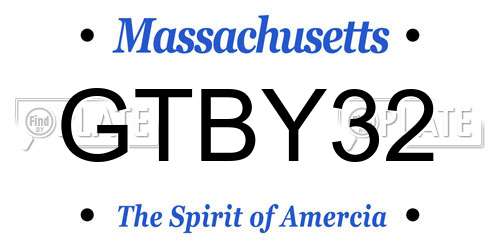 GTBY32 Massachusetts License Plate