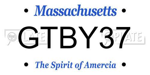 GTBY37 Massachusetts License Plate