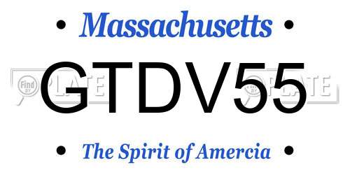 GTDV55 Massachusetts License Plate