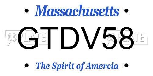 GTDV58 Massachusetts License Plate