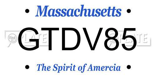 GTDV85 Massachusetts License Plate