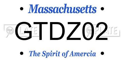 GTDZ02 Massachusetts License Plate