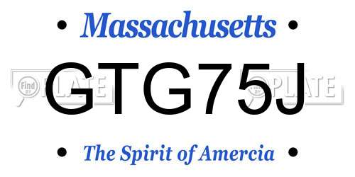 GTG75J Massachusetts License Plate