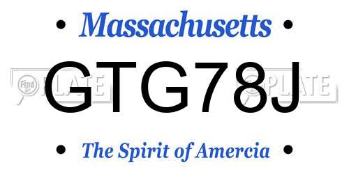 GTG78J Massachusetts License Plate