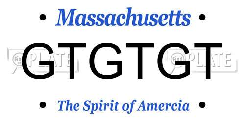 GTGTGT Massachusetts License Plate