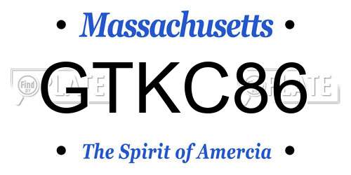 GTKC86 Massachusetts License Plate