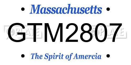 GTM2807 Massachusetts License Plate