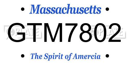 GTM7802 Massachusetts License Plate