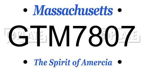 GTM7807 Massachusetts License Plate