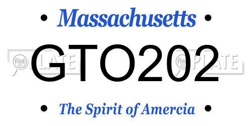 GTO202 Massachusetts License Plate