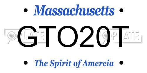GTO20T Massachusetts License Plate