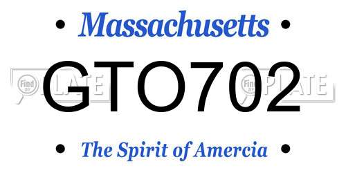 GTO702 Massachusetts License Plate