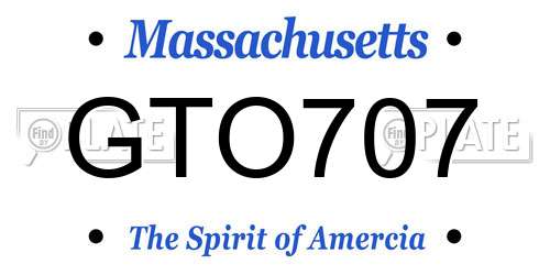 GTO707 Massachusetts License Plate