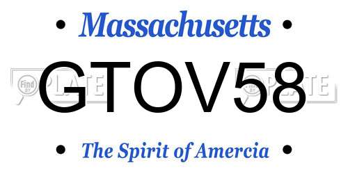 GTOV58 Massachusetts License Plate