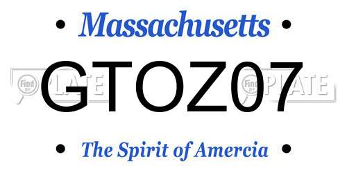 GTOZ07 Massachusetts License Plate