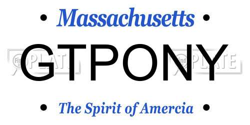 GTPONY Massachusetts License Plate