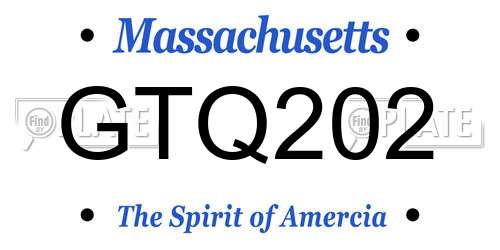 GTQ202 Massachusetts License Plate