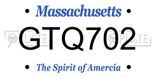GTQ702 Massachusetts License Plate