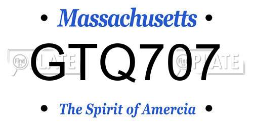 GTQ707 Massachusetts License Plate