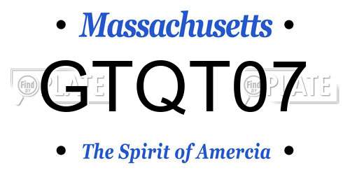 GTQT07 Massachusetts License Plate