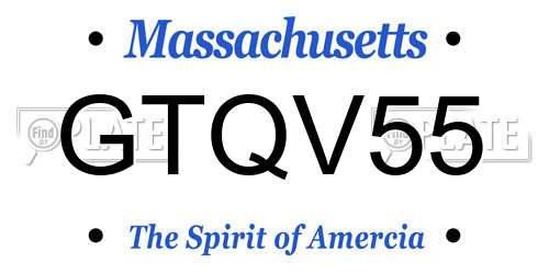 GTQV55 Massachusetts License Plate