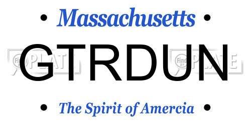 GTRDUN Massachusetts License Plate