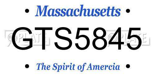 GTS5845 Massachusetts License Plate