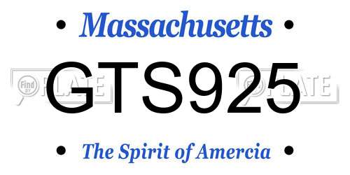 GTS925 Massachusetts License Plate