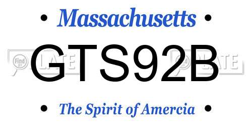 GTS92B Massachusetts License Plate