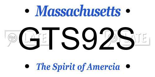GTS92S Massachusetts License Plate