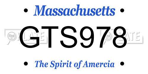 GTS978 Massachusetts License Plate