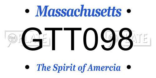 GTT098 Massachusetts License Plate