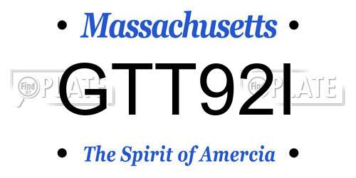 GTT92I Massachusetts License Plate