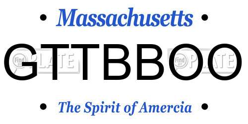 GTTBBOO Massachusetts License Plate