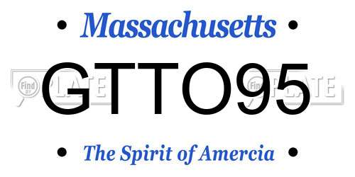 GTTO95 Massachusetts License Plate