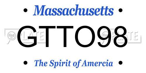 GTTO98 Massachusetts License Plate
