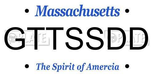 GTTSSDD Massachusetts License Plate