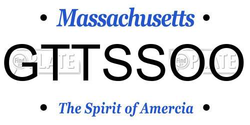 GTTSSOO Massachusetts License Plate