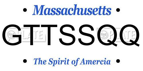 GTTSSQQ Massachusetts License Plate