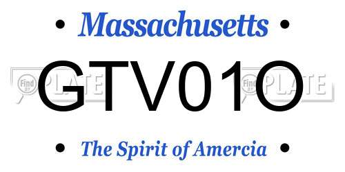 GTV01O Massachusetts License Plate