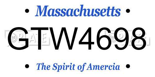 GTW4698 Massachusetts License Plate