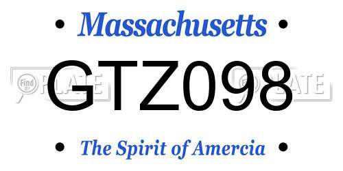 GTZ098 Massachusetts License Plate