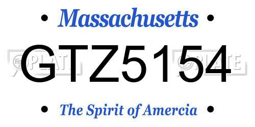 GTZ5154 Massachusetts License Plate