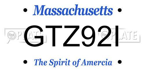 GTZ92I Massachusetts License Plate