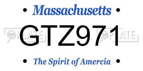 GTZ971 Massachusetts License Plate