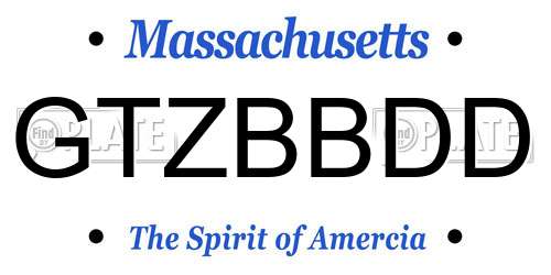GTZBBDD Massachusetts License Plate