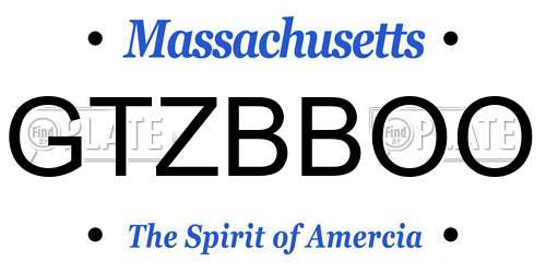 GTZBBOO Massachusetts License Plate