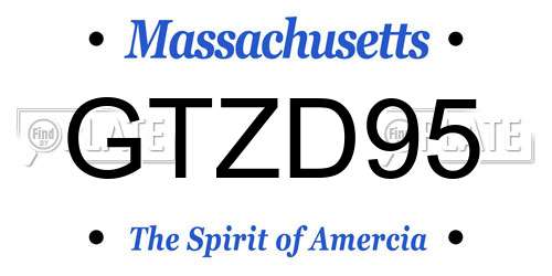 GTZD95 Massachusetts License Plate