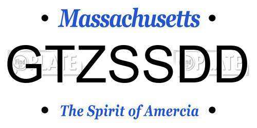 GTZSSDD Massachusetts License Plate